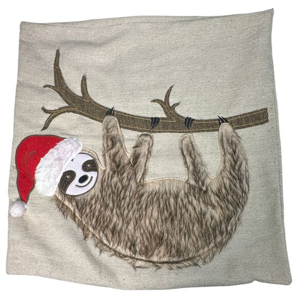 Pier 1 Home Sloth Christmas Holiday Pillow Cover Set of 2 - NO Insert - Picture 1 of 5